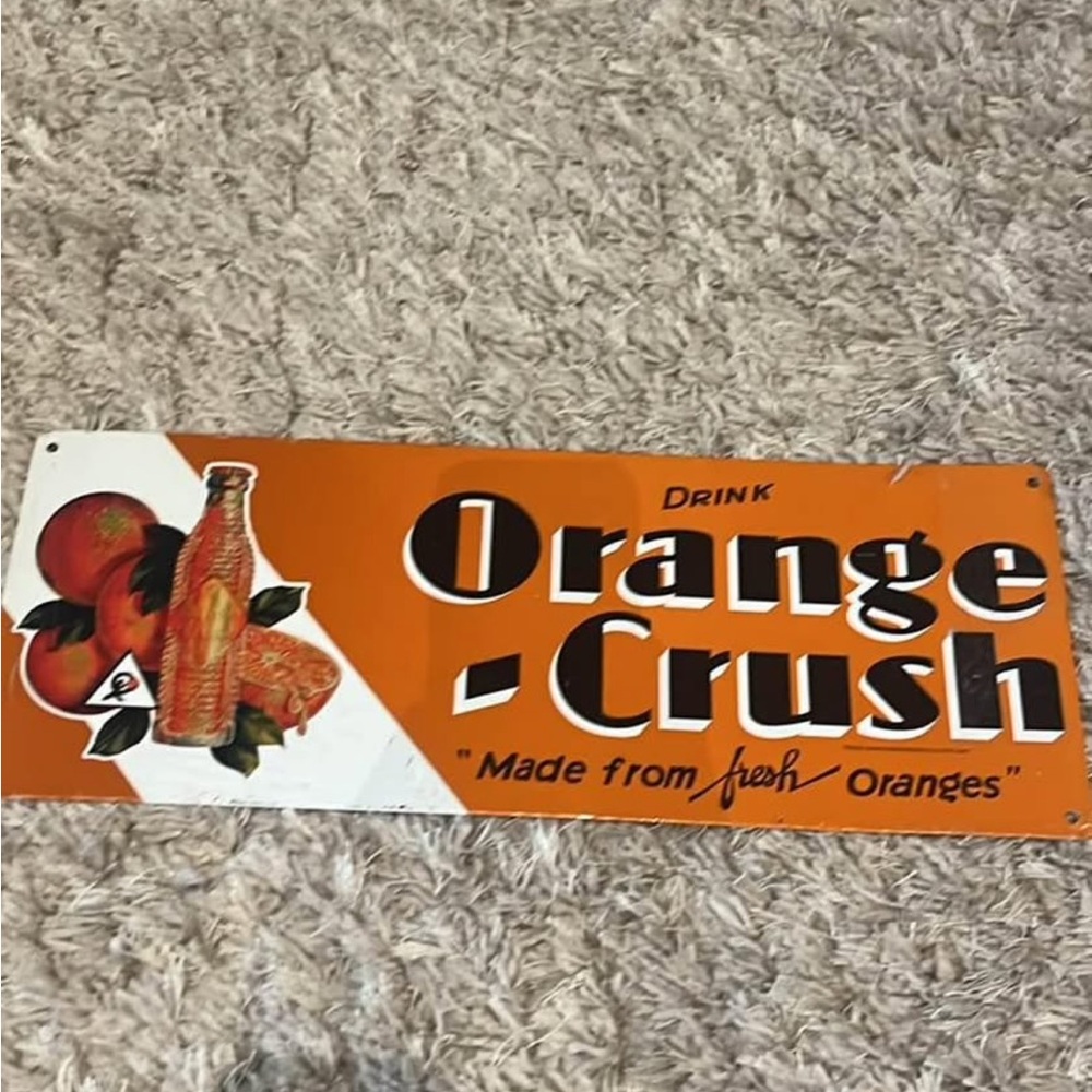 Vintage Orange Crush Metal Sign